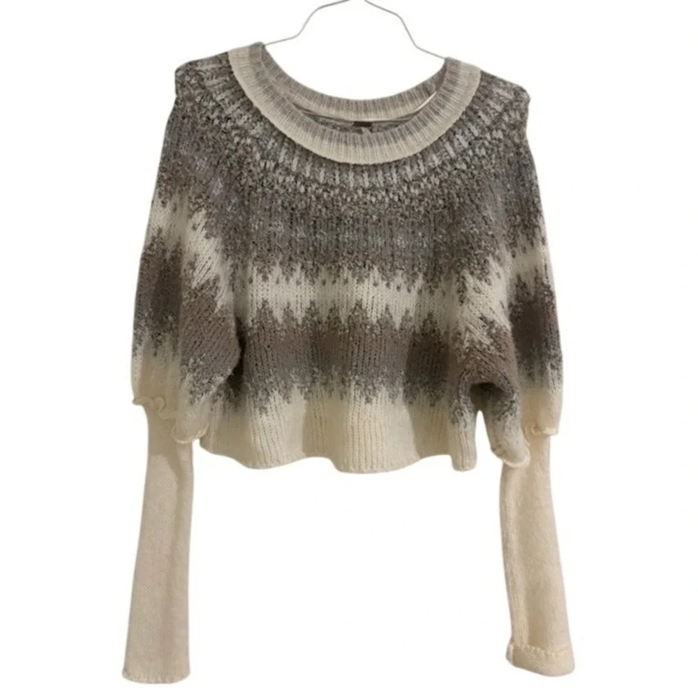 Free People Home for the Holidays Geometric‎ Sweater Neutral Tones Size Medium
